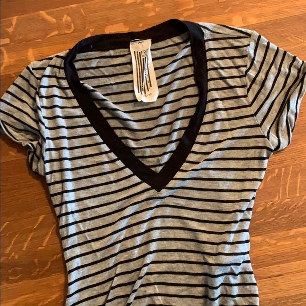 Free People Stripe V Neck Bodysuit